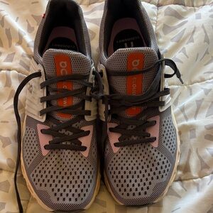 On Running Women's Athletic Shoes in Gray and Orange